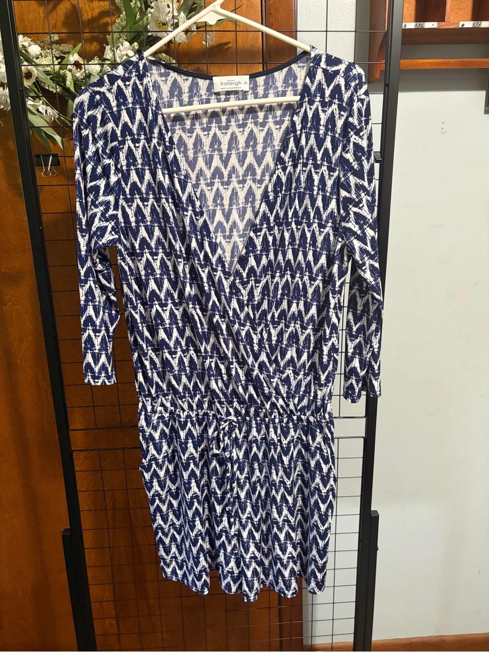 Kaleidoshop Navy & White Ikat Romper